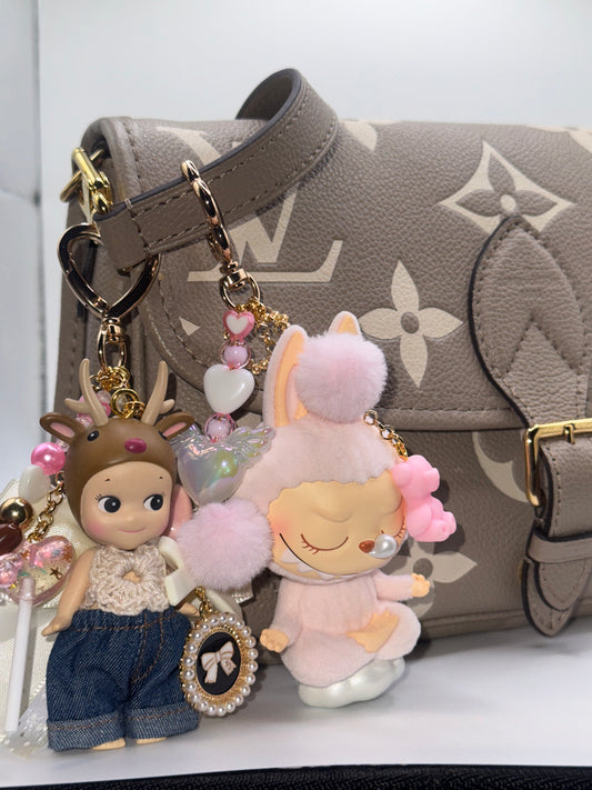 The Monster Lazy Yoga Labubu Keychains